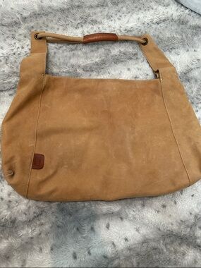 Tan Suede Hobo Shoulder Bag